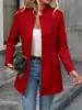Estilo Europeu e Americano 2025 Novo Amazon Transfronteiriço Moda Feminina Outono e Inverno Gola Lapela Slim Lã Cor Sólida Fashionável e Elegante