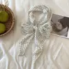 Lenço Decorativo de Seda Estreito Longo Retrô Lenço de Gaze Longo Decorativo Suave Amigo da Pele Feminino Lenço Pequeno Versátil Leve Artístico