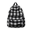 Mochila Escolar Retrô Japonesa Feminina Moda para Universitárias Mochila Xadrez Simples Grande Capacidade Mochila para Computador de Ensino Médio