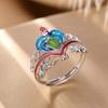 Anel Coroa de Temperamento para Mulheres em Prata Esterlina S925 Banhado a Ouro Cloisonné Jaspe Hetian Xiangyun Ruyi