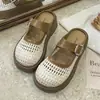 Mules cerrados de punta cerrada, transpirables y de suela gruesa para mujer, para uso exterior en verano, nuevo estilo francés 2026, versátiles con faldas, sandalias