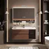 Set de Gabinetes de Baño Gesili Estilo Vintage con Lavabo Integrado de Cerámica y Madera de Nogal para Baño