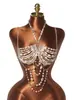 Cadena corporal de cuentas coloridas para mujer de estilo INS europeo y americano YYF, bralette sexy y elegante con cadena de cuentas vibrante en el pecho y chaleco
