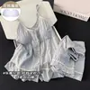Pijama de mujer estilo ins coreano con copas en el pecho, camisola y shorts, dulce, sexy, casual, conjunto de ropa para casa con camiseta sin mangas holgada