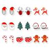 Amazon Navidad Papá Noel Árbol Corona de Flores Lazo Campana Pendientes Hombre de Galleta de Navidad Combinación de Pendientes