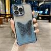 Funda de teléfono adecuada para Apple 18Pro con soporte tipo mariposa con protección anticaída en las cuatro esquinas electroplateada, cubierta protectora tipo caparazón espacial para iPhone17 3
