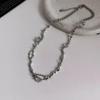 Colar Único de Metal Olho de Gato Irregular para Mulheres, Corrente de Clavícula Estilo Minimalista Personalidade Item Quente