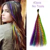 Extensiones de Cabello Sintético Tipo Pluma con Rayas de Colores, Se Pueden Ondular y Teñir, Extensiones de Cabello de Seda de Alta Temperatura
