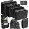 Set de Bolsas de Almacenamiento para Viaje, Set de 11 Piezas para Viajes de Negocios, Bolsas de Almacenamiento con Cordón para Ropa, Bolsas de Almacenamiento Plegables de Malla para Maquillaje y Artículos de Tocador
