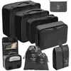 Set organizador de viaje premium, incluye 11 piezas: bolsas para guardar ropa, bolsas con cordón, bolsas para cosméticos y artículos de tocador, y bolsas de malla plegables para almacenamiento