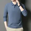 Camiseta de Manga Larga para Hombre de Edad Media de Fábrica 2026 Nuevo Otoño Casual Camisa Poio Algodón Mercerizado Estilo Delgado para Hombre
