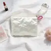 Ins Carteira Zero Portátil Clutch Acolchoado Coração Prata Porta-Moedas Bolsa de Armazenamento Diário Bolsa de Higiene