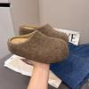 Zapatos Retro de Media Tapa Boken para Mujer 2025 Otoño Nuevos de Lana Estilo Bosque Nicho Perezosos sin Cordones Puntera Media Pantuflas