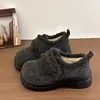Mocasines Retro Plus de Terciopelo Engrosados con Suela Gruesa para Mujer 2026 Nuevo Otoño Invierno Versátiles que Aumentan la Altura Cálidos Zapatos de Piel Birkenstock