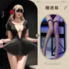 Vestido coqueto y sexy de cadena de diamantes con escote en V profundo, lencería erótica transparente con transparencias, atuendo de reina de discoteca sexy sin espalda