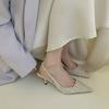 Sandalias de Punta Estilo Chanel para Mujer 2024 Nueva Moda de Verano Versátiles Zapatos Individuales Elegantes Tacones Altos Franceses