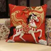 Almohada Decorativa Roja Festiva Más Vendida de Año Nuevo, Cojín Nuevo Estampado, Almohada de Sofá Ultrasuave para Uso en el Hogar