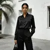 Camisa Elegante Versátil de Acetato de Manga Larga para Mujer, Nuevo Estilo Otoño 2026, Elegante Estilo para Ir al Trabajo, Top Sencillo de Color Sólido, Ropa para Mujer