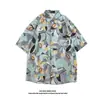 Camisa Floral Retro Vintage Estilo Hong Kong de Manga Corta Diseño Estilo Tailandés Hawaiano Camisa de Marca Atractiva de Moda para Hombres y Mujeres