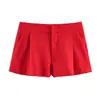 Comercio Exterior 2026 Verano Nuevo Estilo Europeo y Americano Moda Femenina Casual Holgado Versátil Color Sólido Pantalones Cortos Plisados 3152503