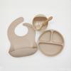 Productos para Mamá y Bebé Babero de Silicona con Ventosa Pequeña en la Parte Inferior, Plato para Comer, Bol para Comida Complementaria, Vaso para Beber Infantil, Juego de Cinco Piezas con Vaso con Popote