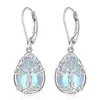 Pendientes Collar de Piedra Lunar Amazon Cross-Border Pendientes Europeos y Americanos de Lujo Ligero Gama Alta Corazón Árbol de la Vida para Mujeres