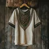 Camiseta Masculina Redonda 2025 Europeia e Americana Amazon Tough Guy Tendência Moda Escura Estampada Manga Curta Atacado