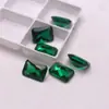 Pedra preciosa retangular de corte esmeralda com bordas chanfradas, pedra solta para anéis DIY, pingentes e incrustações de pedras preciosas, pedra preciosa nano verde
