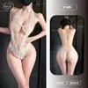 Lencería sexy de Orange Friend, pijama sexy de encaje de una pieza con entrepierna abierta, calientes transparentes con perlas y entrepierna abierta, no es necesario quitar, venta al por mayor 9185