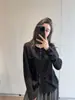Yinhe STUDIO Suéter de Lana Merino Súper Fina Suave y Esponjoso Estilo Perezoso Manga Larga Cuello Redondo Prendas de Punto Cortas para Mujer Otoño