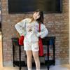 Sudaderas Unisex de Cuello Redondo para Mujer Ropa Japonesa Británica Pesada sin Capucha Estampada Artística Retro Tendencia Otoño e Invierno