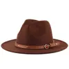 Amazon Sombrero Jazz de copa plana transfronterizo europeo y americano otoño e invierno hombres y mujeres Sombrero de lana británico sombrero de fieltro venta al por mayor