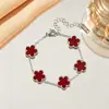 Pulsera de Acero de Titanio Trébol de la Suerte de Cinco Hojas Transfronteriza para Mujer, Modelo Popular, Joyería de Acero Inoxidable 18K que no se decolora, Pulsera de Trébol de Cuatro Hojas