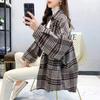 Camisa de Cuadros Informal Versátil de Longitud Media Estilo Coreano Suelta Cepillada Otoño/Invierno 2025 Retro Perezoso