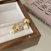 Pendientes sencillos franceses con perlas y guisantes dorados para mujer, diseño de nicho, elegantes, ligeros, de lujo, de alta gama, a la moda, combinables con todo.