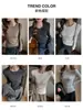 Camisa Básica Gola Redonda para Mulheres, Temporada Outono e Inverno, Feita de Veludo Alemão com Acabamento Escovado, Simples e Versátil, Design de Ombro Regular, Toque de Luxo, Cor Sólida, Blusa de Manga Longa para Usar por Baixo
