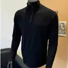 Sudadera de patchwork de estilo americano resistente, moderna, con media cremallera para hombre, nueva para otoño e invierno, de corte holgado, versátil, con cuello alto, de manga larga para hombre