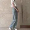 Jeans Suaves Tencel para Mujer Verano Estilo Delgado Lyocell Tallas Grandes Chicas Gorditas Adelgazantes Cintura Elástica Pierna Estrecha Pantalones de Pierna Ancha Hilo de Seda de Hielo