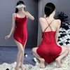 Noche divertida lencería sexy sexy tirantes camisón caliente transparente delgada fuera libre pijama pasión deseo puro pecho pequeño uniforme