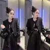 Conjunto de Traje Casual Estilo Chino para Mujer Moda Otoño Temperamento Elegante Chaqueta Estilo Chino Pantalones Rectos de Pierna Ancha Conjunto de Dos Piezas Color Sólido