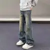 Calça jeans flare retrô masculina, novo estilo 2026, perna reta, corte solto, perna larga, vibe americana, calça high-street, moderna e versátil