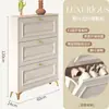 Zapatero plegable ultrafino estilo crema con puerta para el hogar, pequeño y muy vendido, mueble de entrada, almacenamiento económico, zapatero que ahorra espacio.