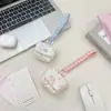 64251 Neceser pequeño acolchado de lunares rosas con correa de muñeca de cuadros para estudiantes, mini bolsa de almacenamiento para lápiz labial, llaves y auriculares
