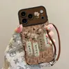 Texto estilo chino con cordón aplicable a funda de teléfono Apple 18pm iphone17 cuero plegable 16 retro 15 otoño invierno mujer