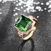 Serie Zhen Rong Caibao desea Europa y América Anillo de Gema Color Esmeralda Turmalina Cuadrado Princesa Chapado en Oro de 18K