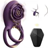 Anillo de bloqueo rosa vibración de 8 frecuencias silicona vibrador para hombres carga por succión magnética impermeable masturbación uso sexual adulto