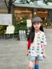 Camiseta Casual para Niñas Aimo Beibei con Divertido Estampado Completo de Estrellas en Acuarela Degradada, Top Transpirable de Manga Corta de Lyocell