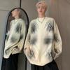 Suéter degradado estilo americano para hombre, chaqueta de punto de estilo relajado de marca de moda urbana de otoño