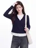 Camada base feminina para look em camadas, nova coleção outono 2026, design de alta qualidade, camiseta de manga longa color-block com capuz