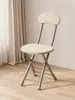 Banqueta Dobrável com Encosto, Cadeira com Assento Macio, Cadeira Simples para Casa, Cadeira Dobrável para Dormitório, Banqueta Pequena para Varanda, Banqueta Redonda Portátil